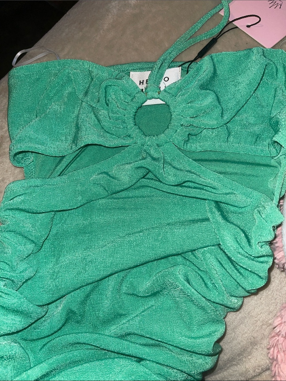 NWT HELLO MOLLY Green Dress with Cutout - Picture 2 of 4